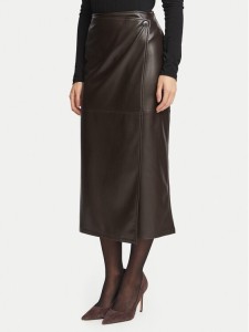 Marella Spódnica z imitacji skóry Emme by Marella Utile 2625776012 Brązowy ciemny Regular Fit
