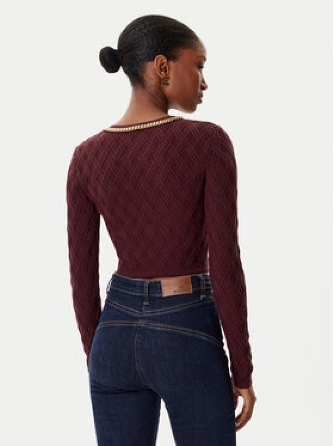 Elisabetta Franchi Kardigan MK-29B-56E2-V450 Bordowy Regular Fit