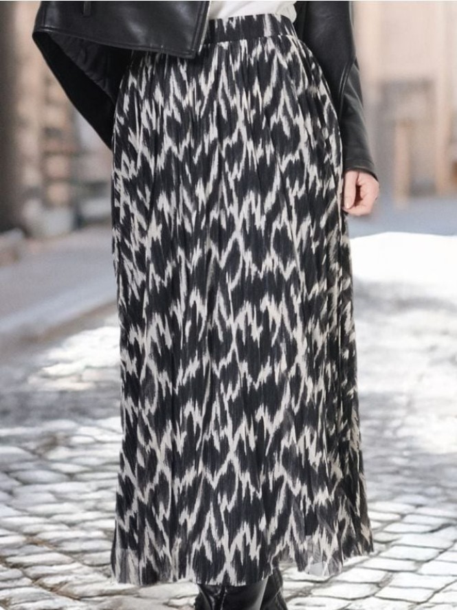 Spódnica midi plisowana w abstrakcyjny wzór - wielobarwny