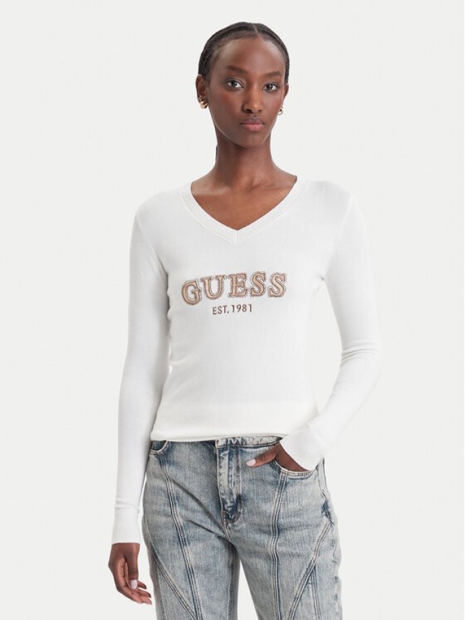 Guess Sweter W6BR55 Z1456 Kremowy Regular Fit