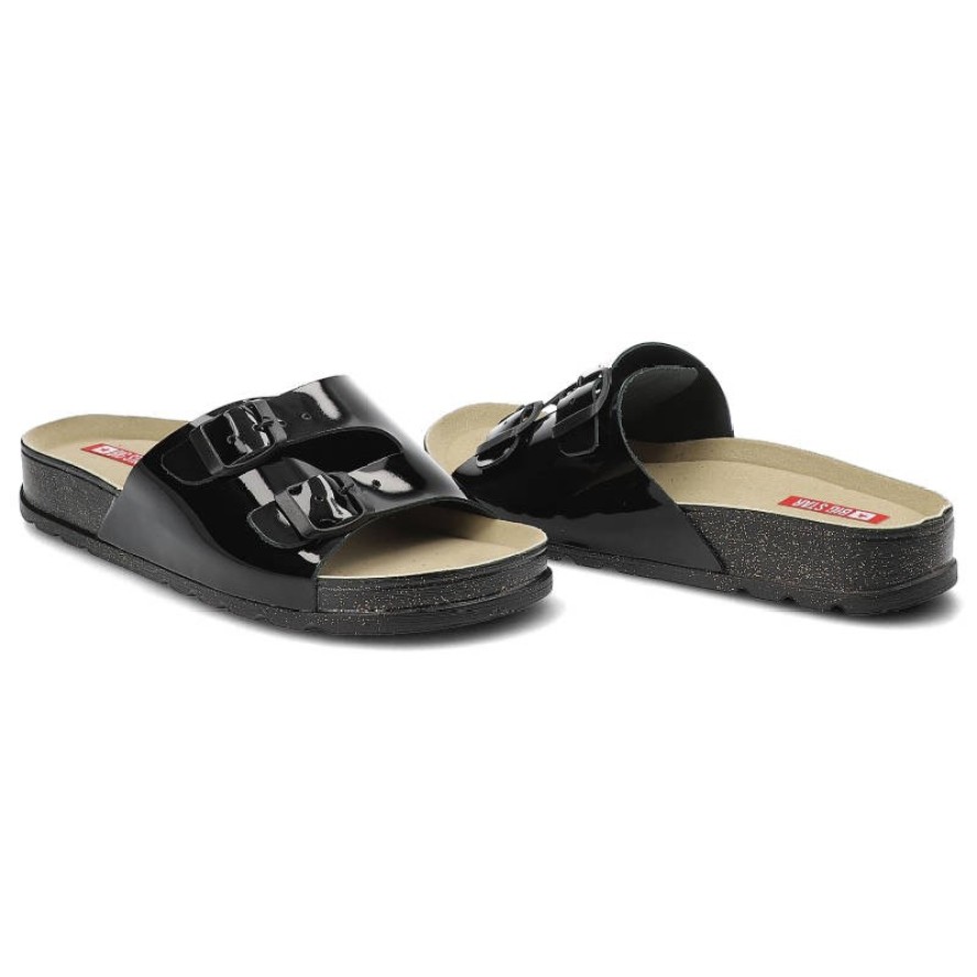 Czarne Klapki Big Star Wygodne Skórzane Buty