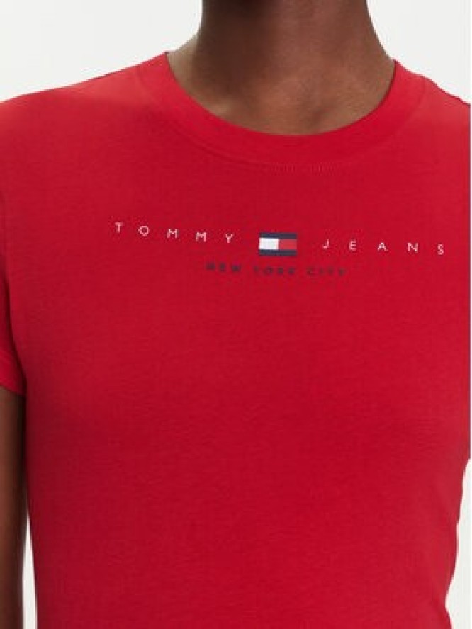 Tommy Jeans T-Shirt Linear DW0DW21422 Czerwony Slim Fit