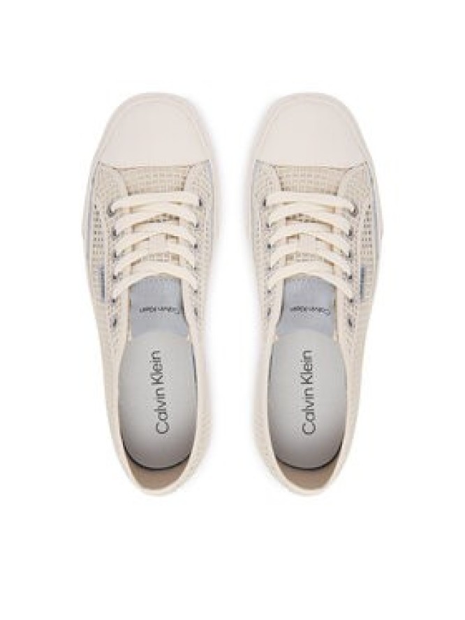 Calvin Klein Trampki Vulc Laceup Low Raffia HW0HW03082 Beżowy