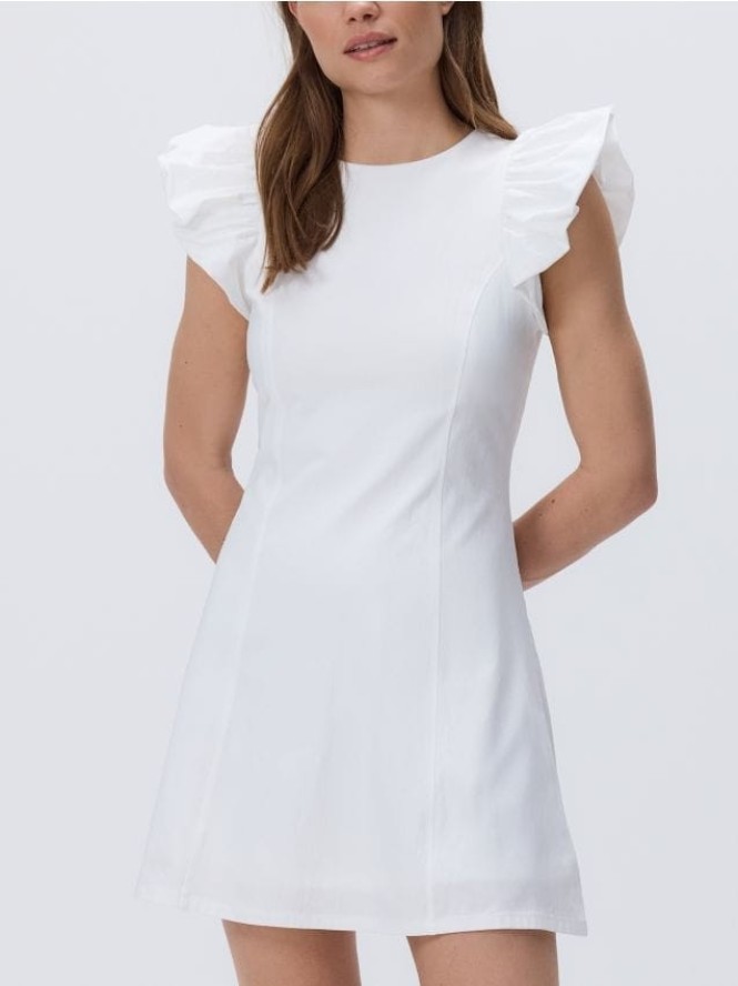 Sukienka mini z falbanami - biały