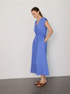 Sukienka midi z wiązaniami - niebieski