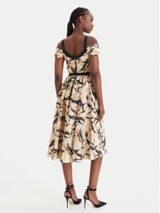 Elisabetta Franchi Sukienka koktajlowa AB-910-61E2-V590 Beżowy Regular Fit