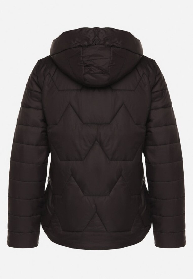 Czarna Pikowana Kurtka z Odpinanym Kapturem Noridi