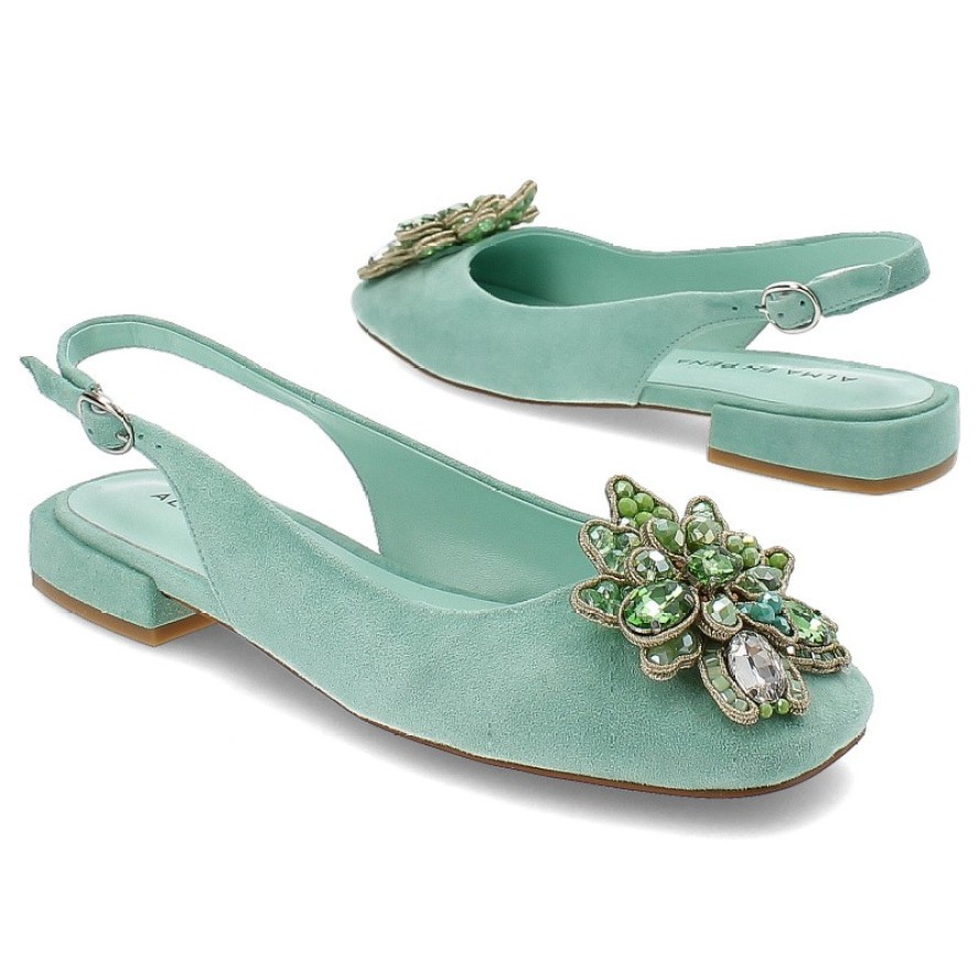 Zielone Sandały Alma En Pena Eleganckie Obuwie Damskie