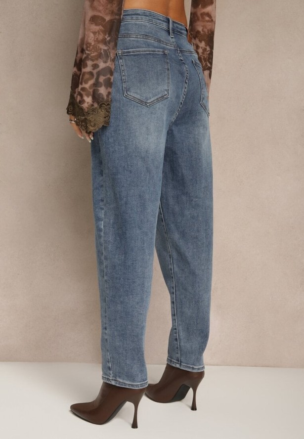 Niebieskie Casualowe Jeansy Mom Fit High Waist Nellanea