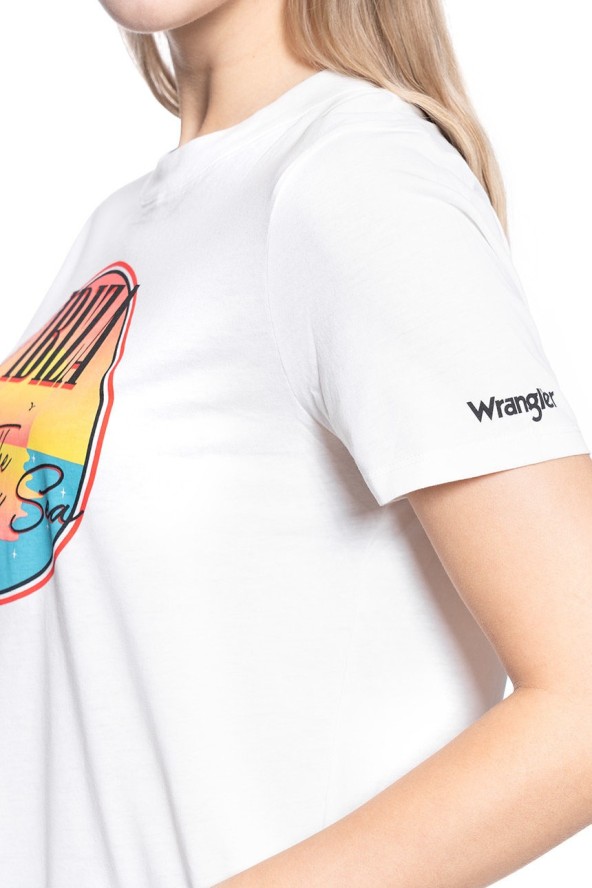 DAMSKA KOSZULKA WRANGLER HIGH RIB REGULAR TEE OFF WHITE W7N9EV737 112131986