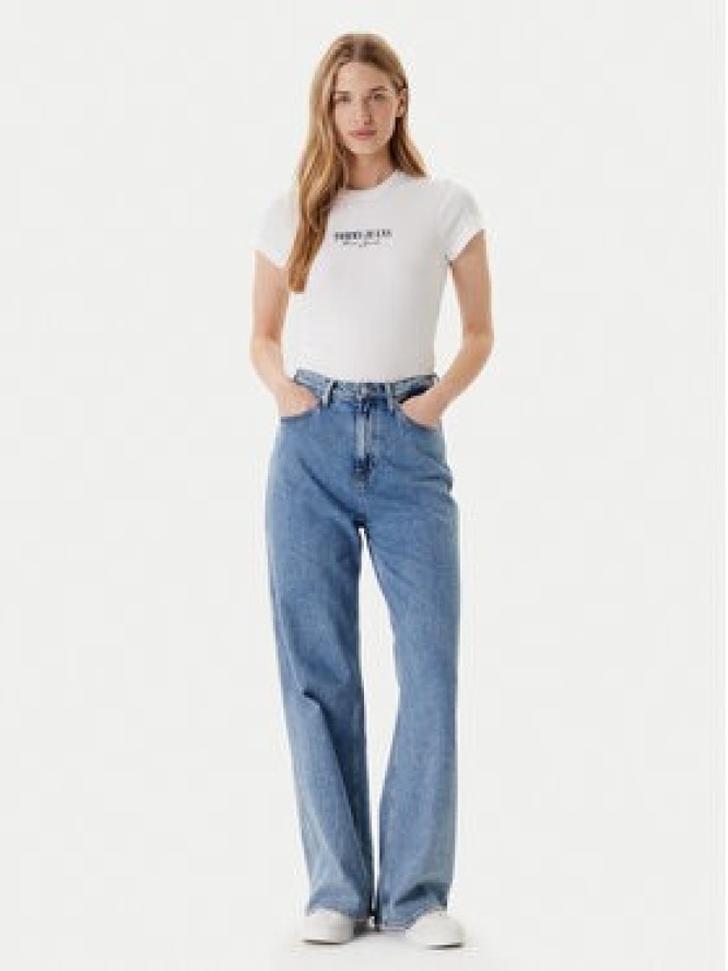 Tommy Jeans T-Shirt Logo Pointelle DW0DW20899 Écru Slim Fit