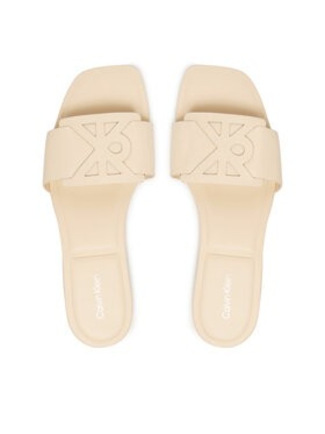 Calvin Klein Klapki Square Flat Sandal Emblem HW0HW03128 Żółty