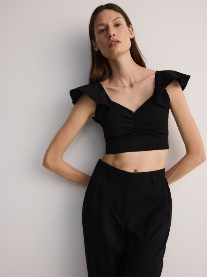 Bluzka z falbankami - czarny