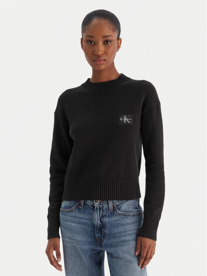 Calvin Klein Jeans Sweter Ck Embro Badge LV047D351G Czarny Regular Fit