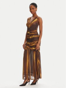 Bardot Sukienka koktajlowa Aries Mesh Maxi 59999DB Brązowy Slim Fit