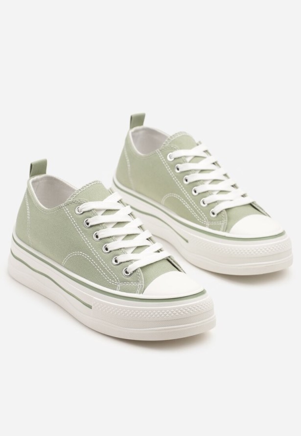 Jasnozielone Klasyczne Trampki na Grubej Podeszwie Natileva