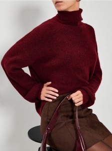 Melanżowy golf - bordowy