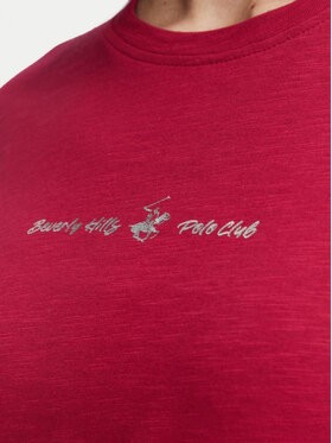 Beverly Hills Polo Club T-Shirt P-SS26W-TS6510 Bordowy Regular Fit