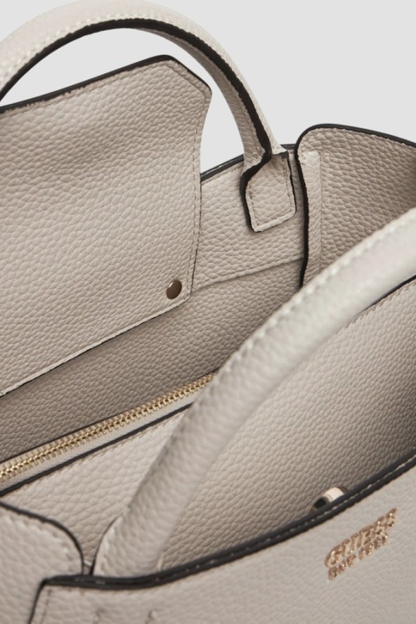 GUESS Biała torebka damska klasyczna SML Girlfriend Satchel