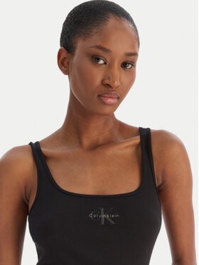 Calvin Klein Jeans Top Monologo Scoop Nk Rib LV047A804G Czarny Slim Fit