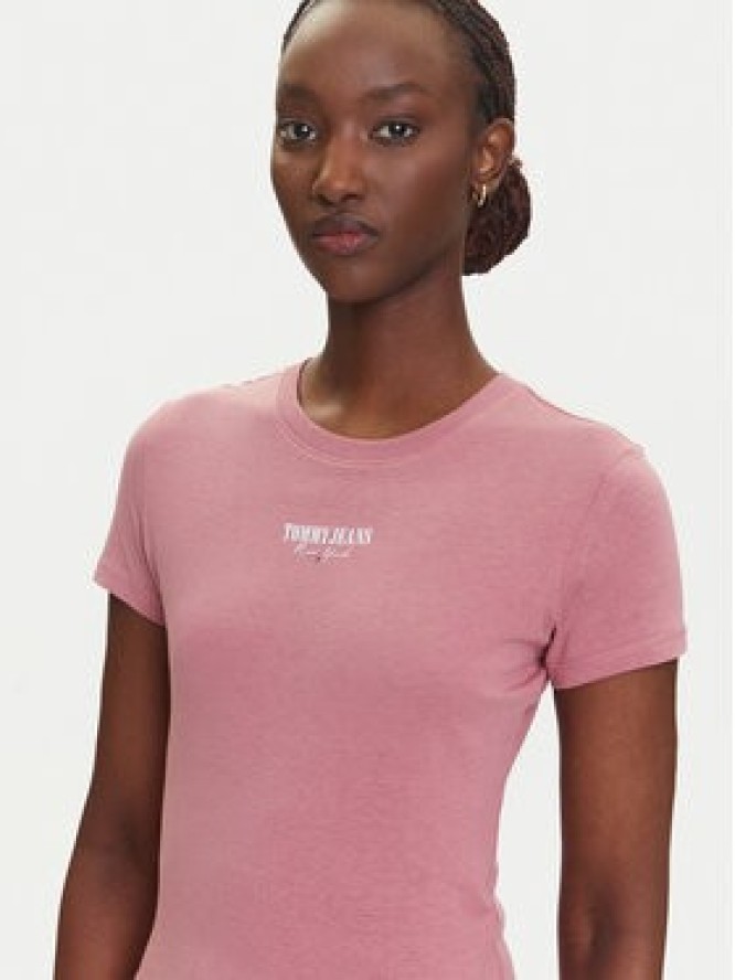Tommy Jeans T-Shirt Essential DW0DW20913 Różowy Slim Fit