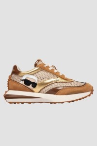 KARL LAGERFELD Jasnobrązowe damskie sneakersy z cyrkoniami ZONE NFT GEMSTONE, Rozmiar 36