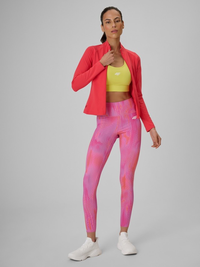 4F Bluza treningowa slim bez kaptura damska - koralowa XS