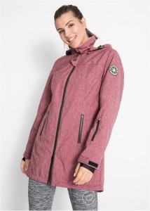 Długa kurtka outdoorowa funkcyjna z barankiem, wodoodporna