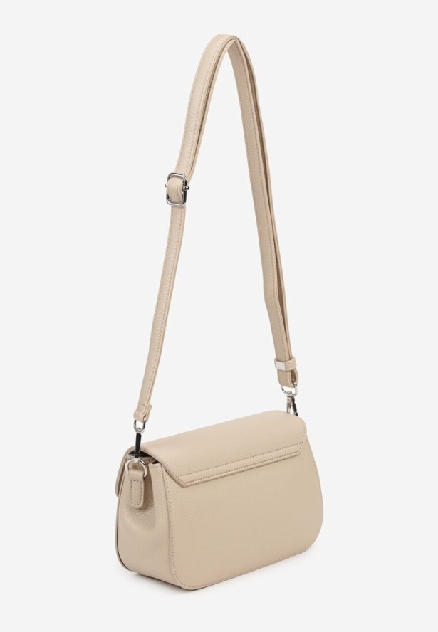 Ciemnobeżowa Mała Torebka Listonoszka z Klapą i Odpinanym Paskiem Sartzedi