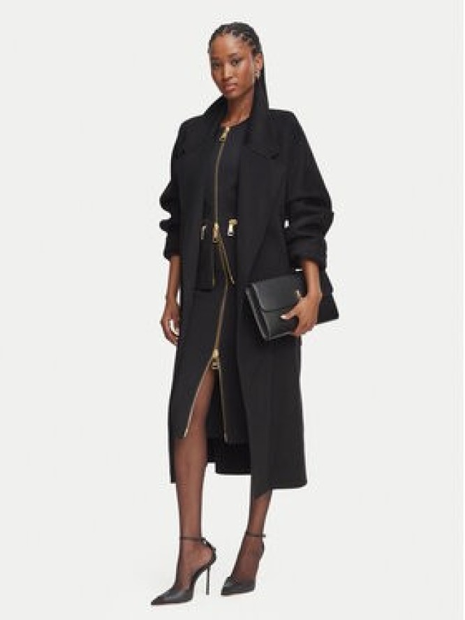 Elisabetta Franchi Płaszcz wełniany CP-01D-66E2-V850 Czarny Regular Fit