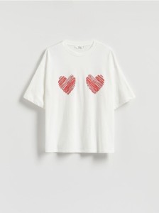 T-shirt z nadrukiem - złamana biel