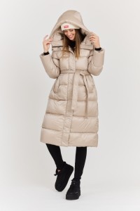 HETREGO Beżowy damski puchowy płaszcz Karen Woman Quilted Coat, Rozmiar 42 EU - 46 IT