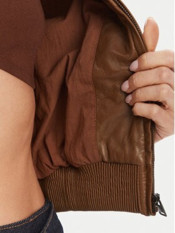 Serge Pariente Kurtka skórzana Gaia Brązowy Regular Fit