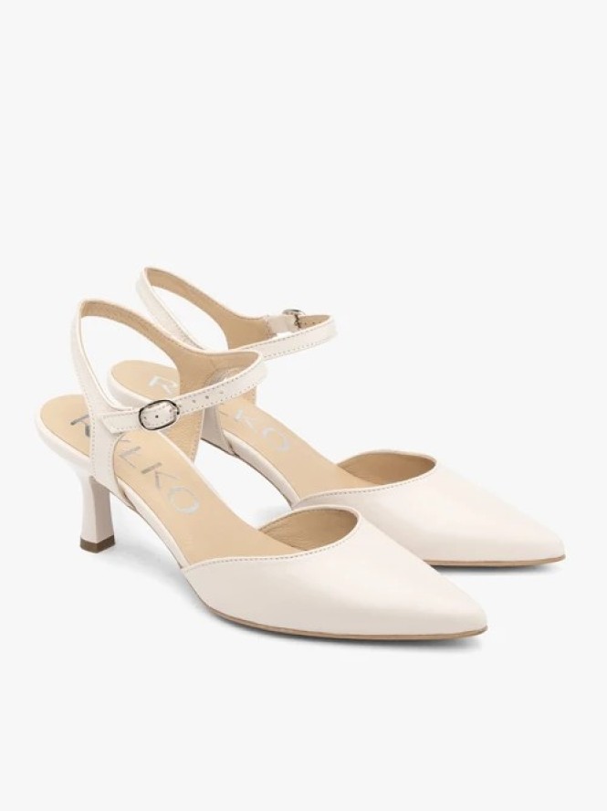 Kremowe ślubne czółenka slingback