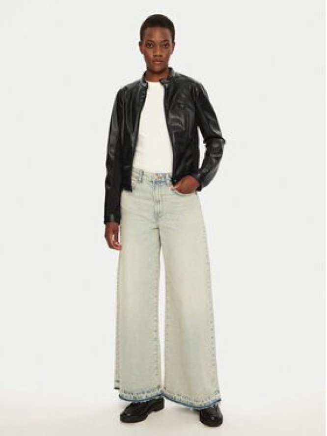 Guess Kurtka skórzana W4YL04 WE480 Czarny Regular Fit