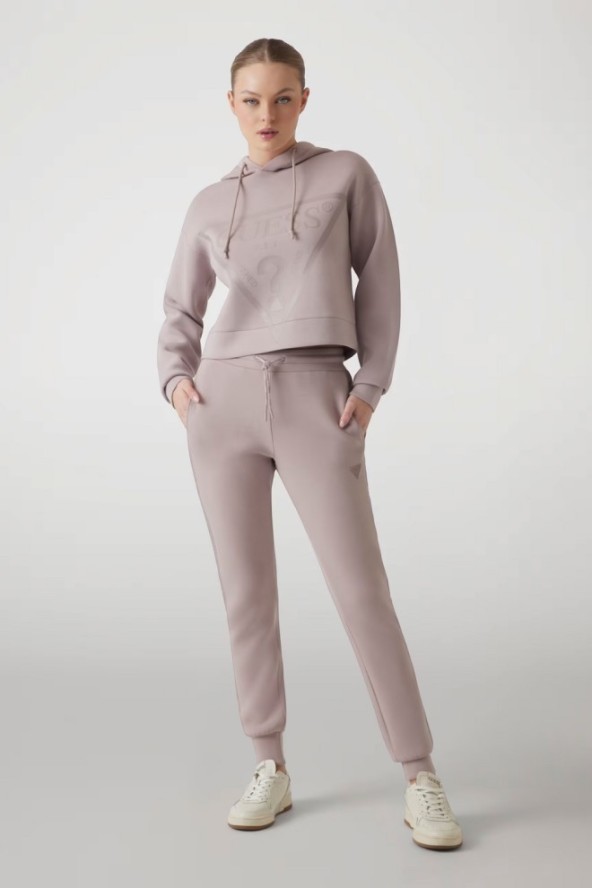 GUESS Dresowe damskie spodnie w kolorze taupe Allie Scuba, Rozmiar XS