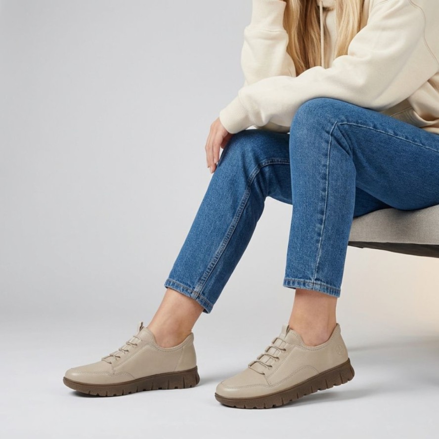 Beżowe Półbuty Rieker Wsuwane Buty Damskie