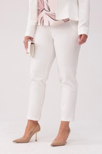 Eleganckie biznesowe spodnie Amelia w kolorze ecru PLUS SIZE XXL OVERSIZE WIOSNA