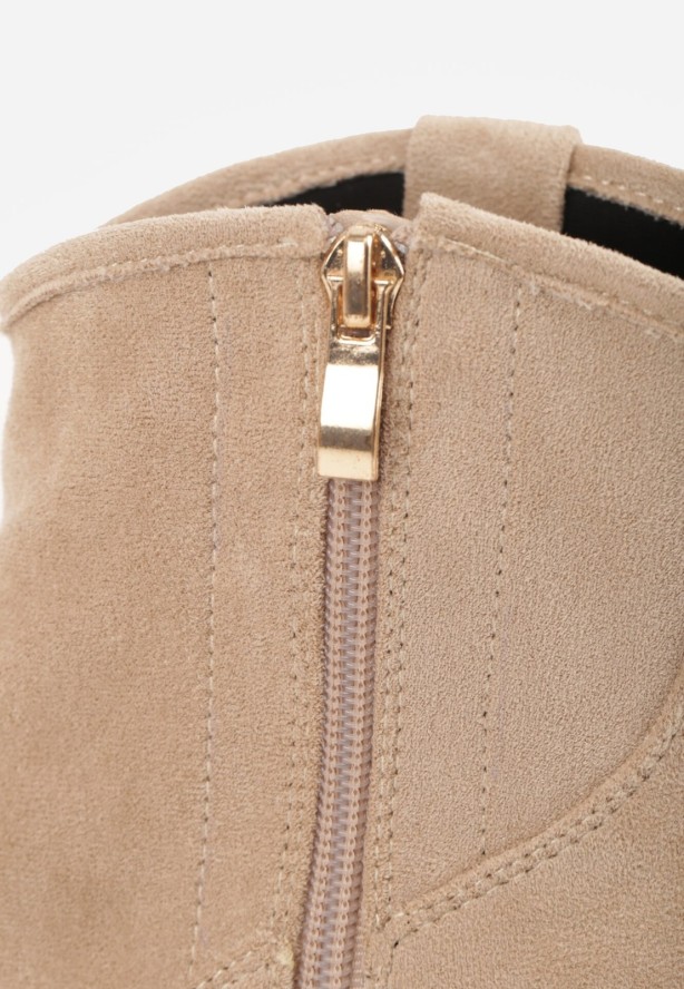 Ciemnobeżowe Botki Vices Kowbojki na Słupku Vertiona