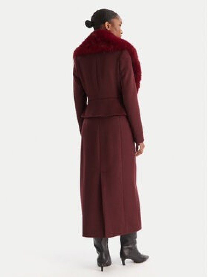 YES LONDON Płaszcz wełniany CD1230ECO Bordowy Regular Fit