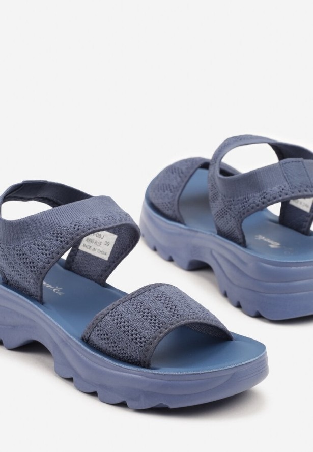 Niebieskie Sportowe Sandały z Elastycznymi Paskami Paliona