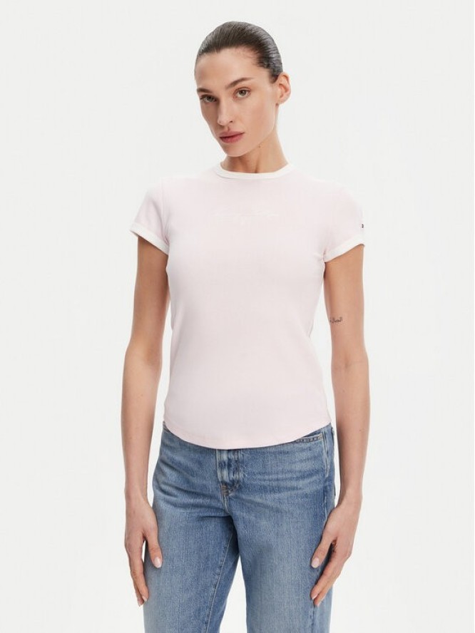 Tommy Hilfiger T-Shirt WW0WW44581 Różowy Slim Fit