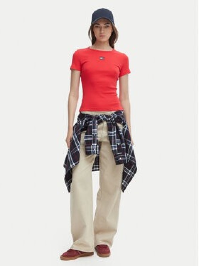 Tommy Jeans T-Shirt DW0DW17881 Czerwony Slim Fit