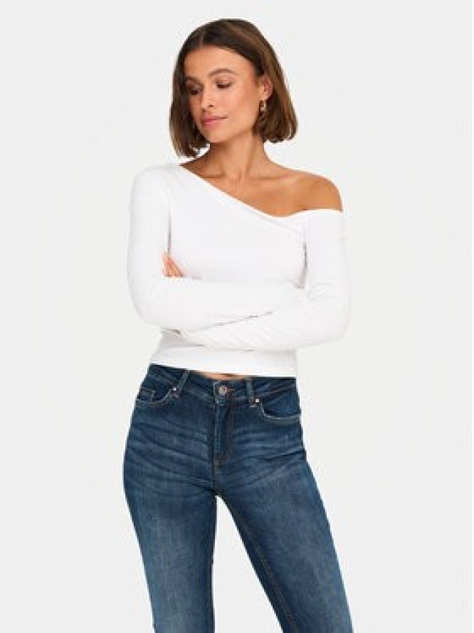 ONLY Bluzka Live Love 15344398 Biały Slim Fit