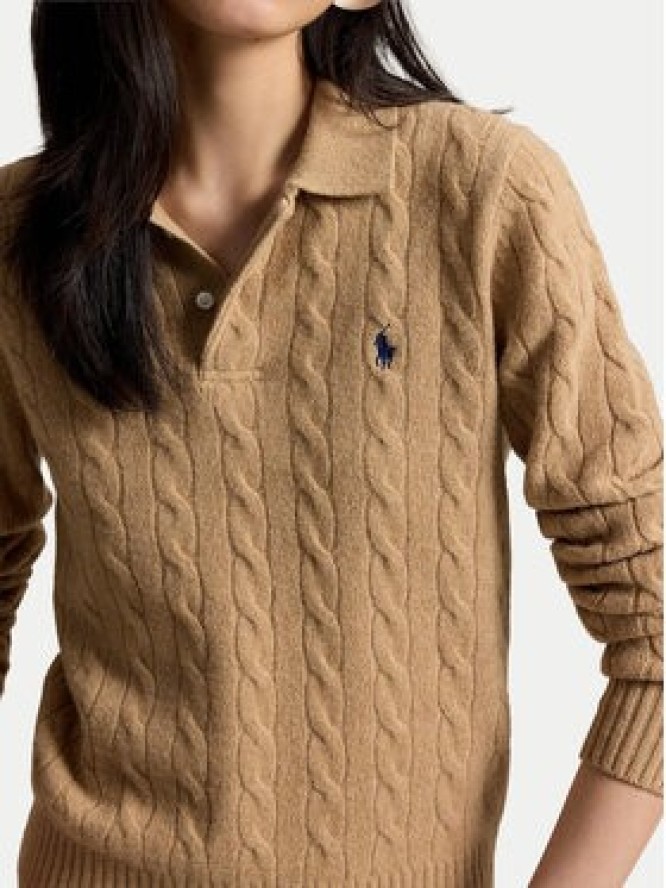 Polo Ralph Lauren Sweter 211972132002 Brązowy jasny Regular Fit