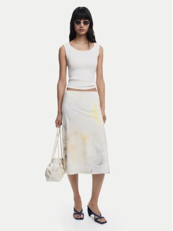 Desigual Spódnica midi Bruma 25WWFK08 Écru Regular Fit