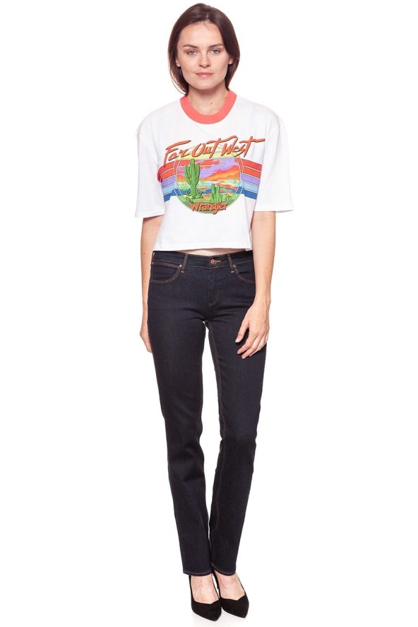 WRANGLER T SHIRT DAMSKI T-SHIRTS CROP 80´S TEE WH W7013EV12 112130880