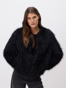 Kurtka z imitacji futra - czarny