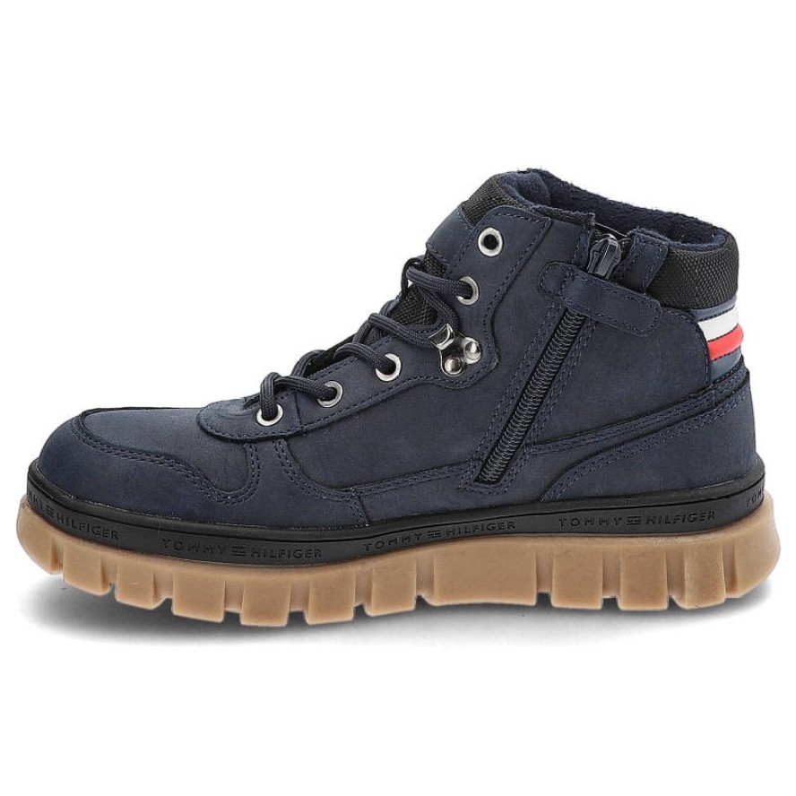 Granatowe Trapery Tommy Hilfiger Wygodne Buty Damskie