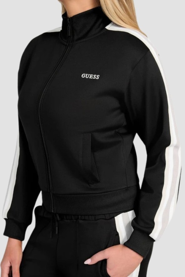 GUESS Czarna damska bluza z lampasami Yarrow, Rozmiar L